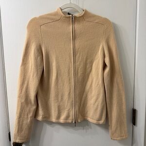 EVIE Tan 90% Cashmere Zip Sweater